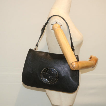 Gucci Blondie Flap Bag Leather, Black, Leather, Shoulder Bag