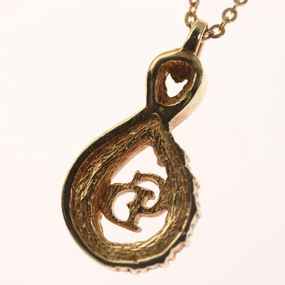 Christian Dior Vintage CD Pendant Necklace Metal with Crystals, GOLD, METAL, Necklace