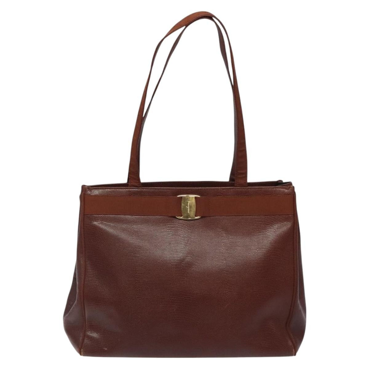 Salvatore Ferragamo Vala tote Leather, BROWN, LEATHER, Tote bag