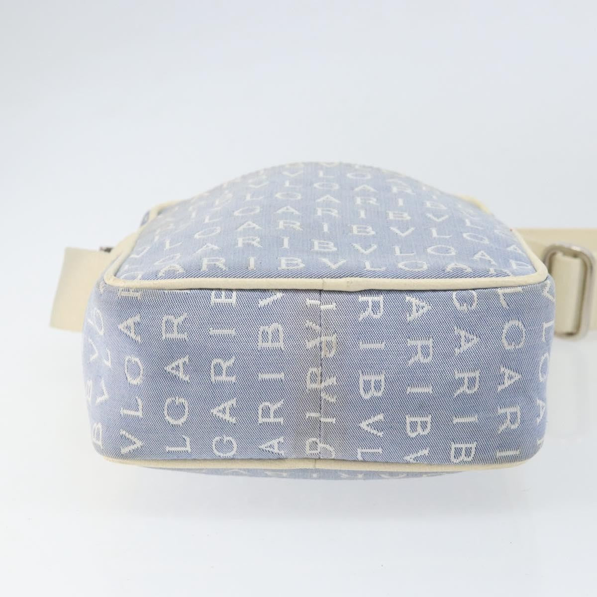 Bvlgari Logomania Shoulder Bag Canvas with Leather, BLUE, CANVAS, Shoulder bag