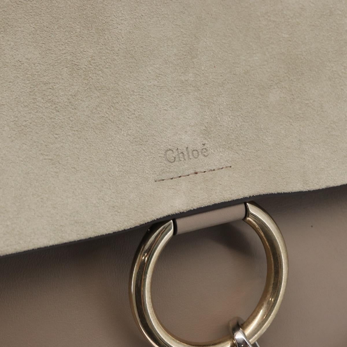 Chloe Faye Shoulder Bag Leather and Suede, BEIGE, SUEDE, Shoulder bag