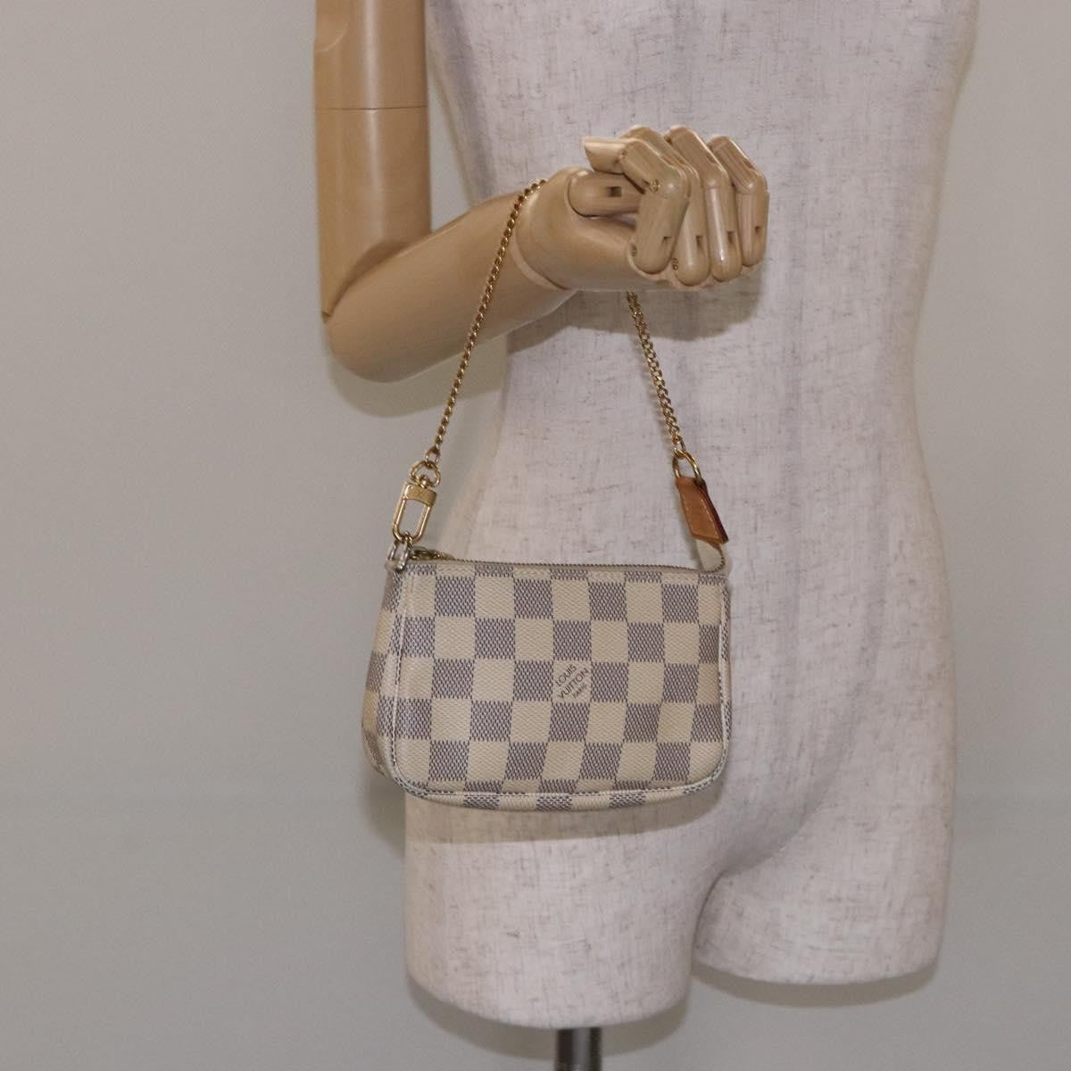 Louis Vuitton Pochette Accessoires Damier, WHITE, CANVAS, Clutche & pouche