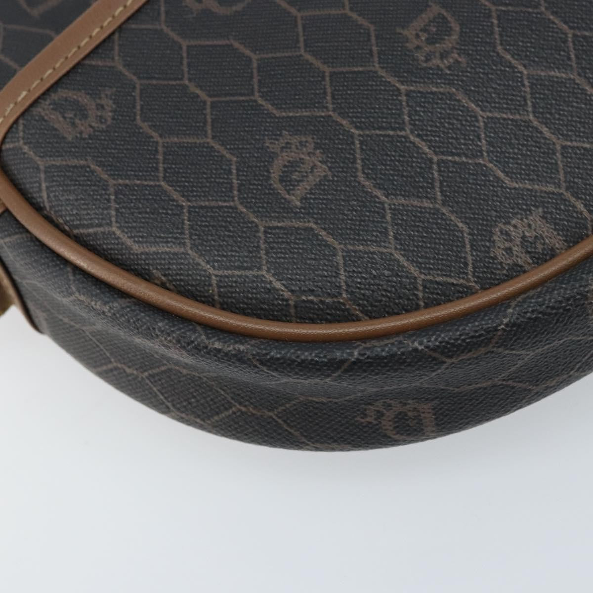 Christian Dior Vintage Honeycomb Shoulder Bag Canvas and Leather, BLACK, CANVAS, Shoulder bag
