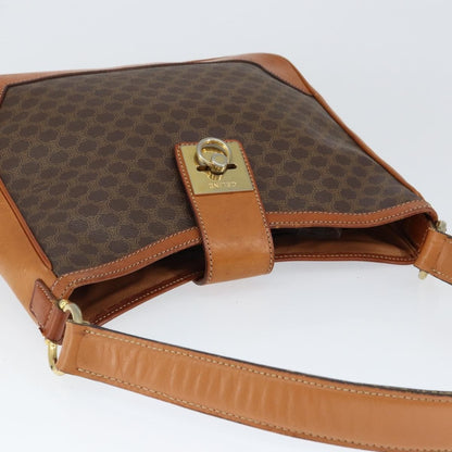Celine Vintage Macadam Shoulder Bag Canvas and Leather, BROWN, CANVAS, Shoulder bag