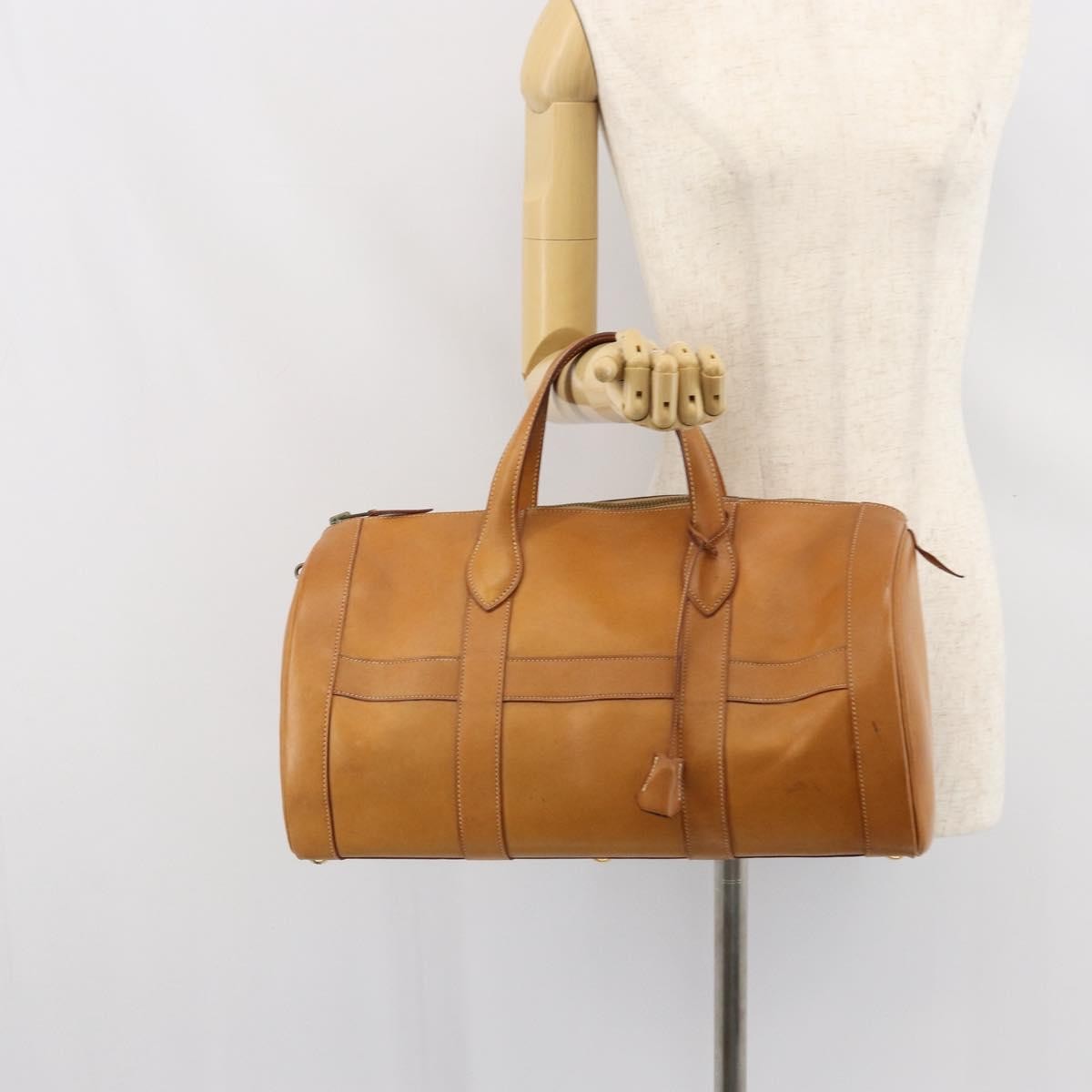 Hermes Vintage Convertible Boston Bag Leather, BROWN, LEATHER, Travel bag