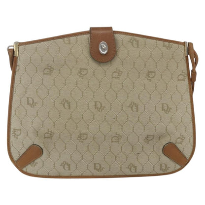 Christian Dior Vintage Honeycomb Shoulder Bag Canvas and Leather, BEIGE, CANVAS, Shoulder bag