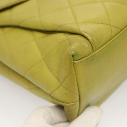 Chanel Vintage Front Pocket Shoulder Bag Quilted Caviar, GREEN, LEATHER, Shoulder bag