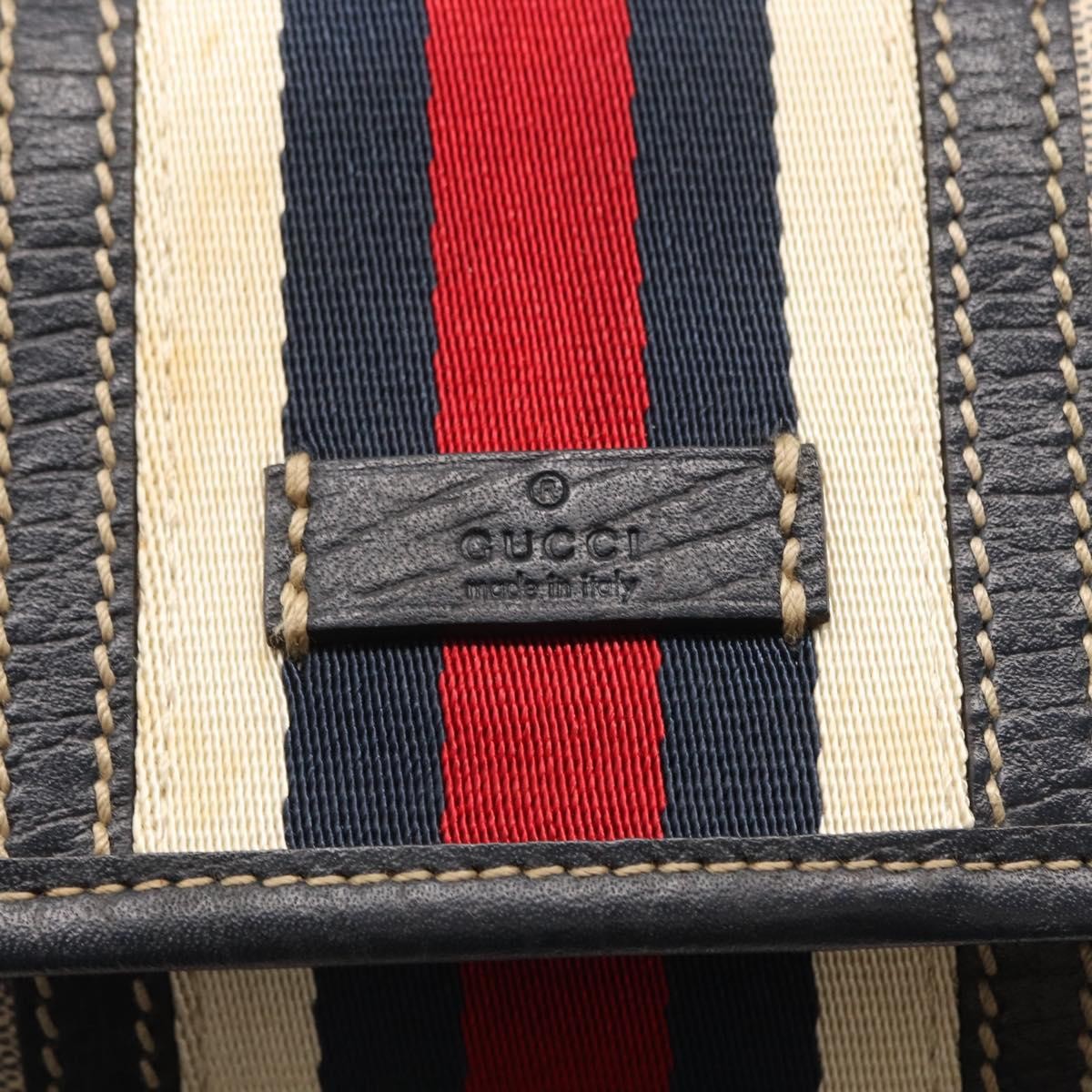 Gucci Vintage Web Belt Bag GG Coated Canvas, NAVY, PVC, Clutche & pouche