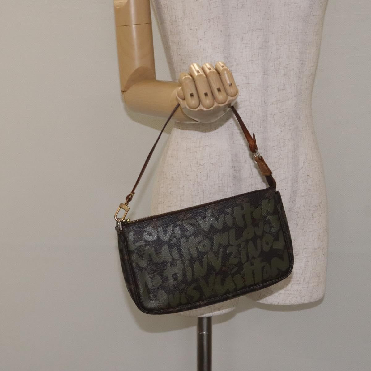 Louis Vuitton Pochette Accessoires Limited Edition Monogram Graffiti, KHAKI, CANVAS, Clutche & pouche