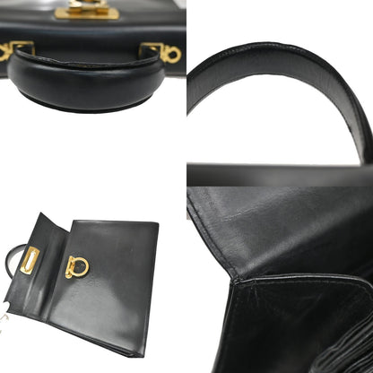Salvatore Ferragamo Gancini Convertible Top Handle Bag Suede, BLACK, LEATHER, Handbag