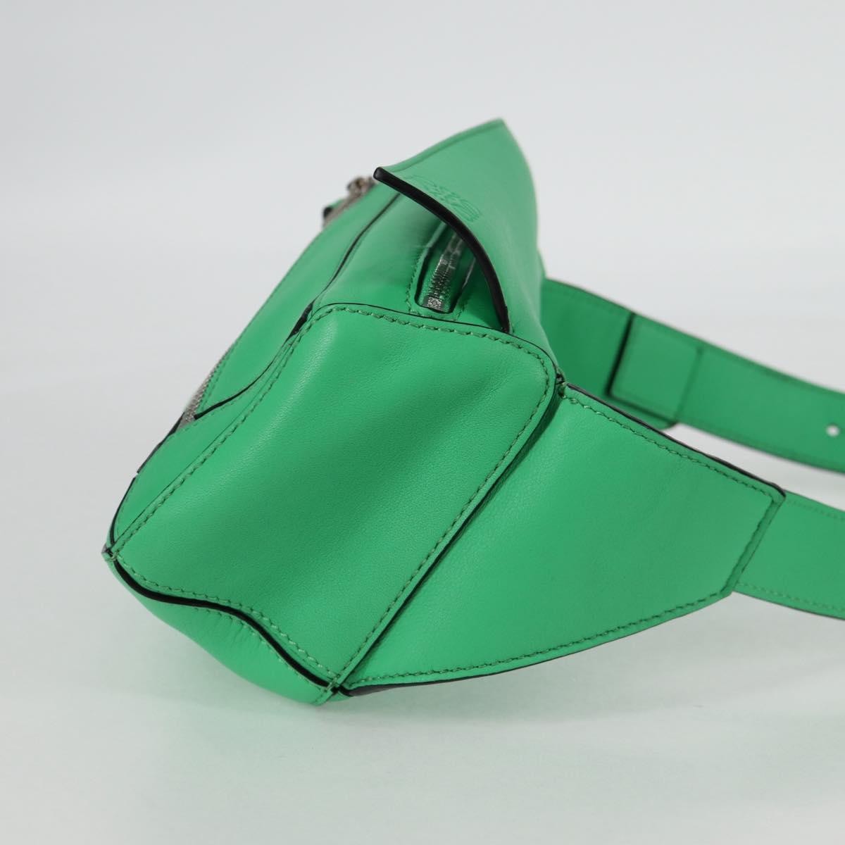 Loewe Puzzle Bumbag Leather, GREEN, LEATHER, Crossbody bag