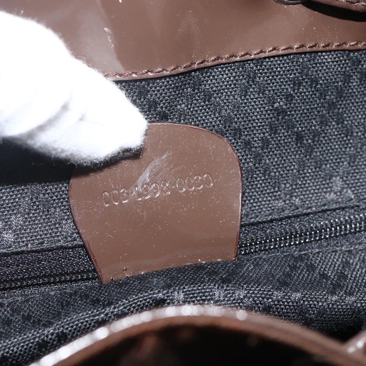 Gucci Vintage Bamboo Backpack Nylon and Patent Leather, Brown, Nylon, Backpack