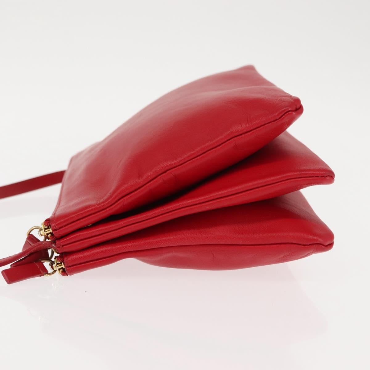 Celine Trio Crossbody Bag Leather, RED, LEATHER, Crossbody bag