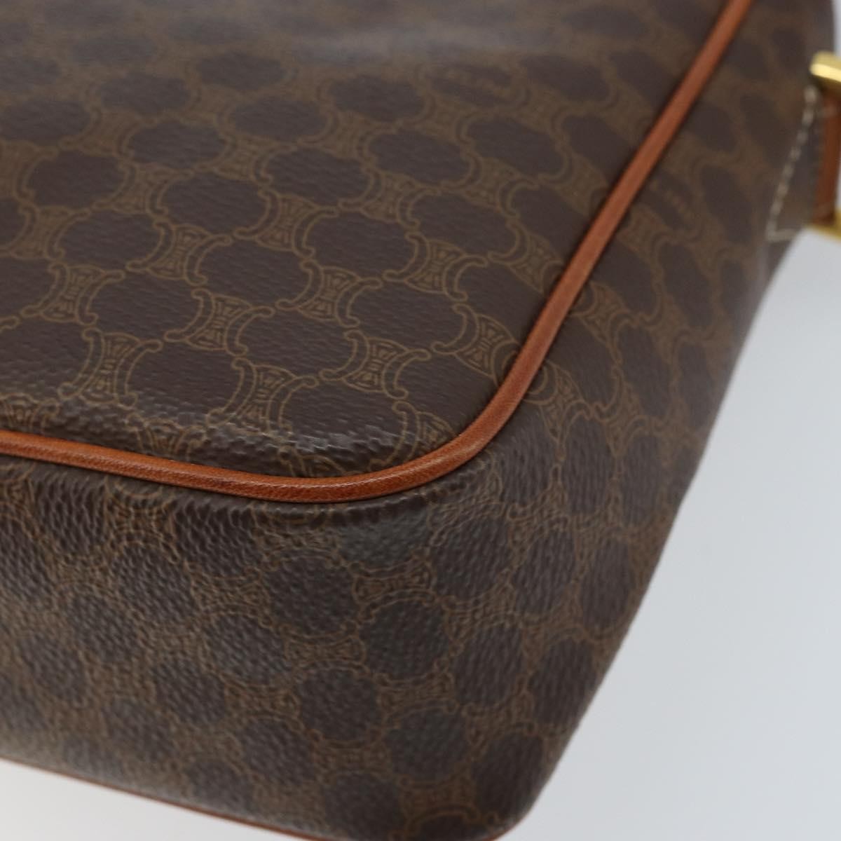 Celine Vintage Macadam Circle Logo Shoulder Bag Canvas and Leather, BROWN, CANVAS, Shoulder bag