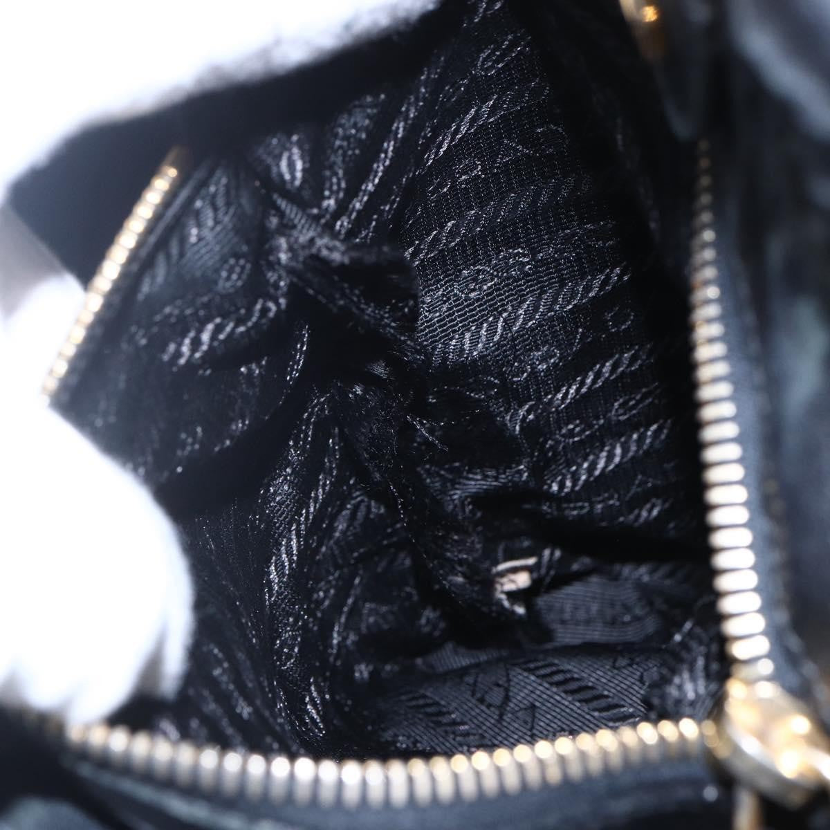 Prada Bow Tie Pleated Tote Leather, BLACK, LEATHER, Handbag