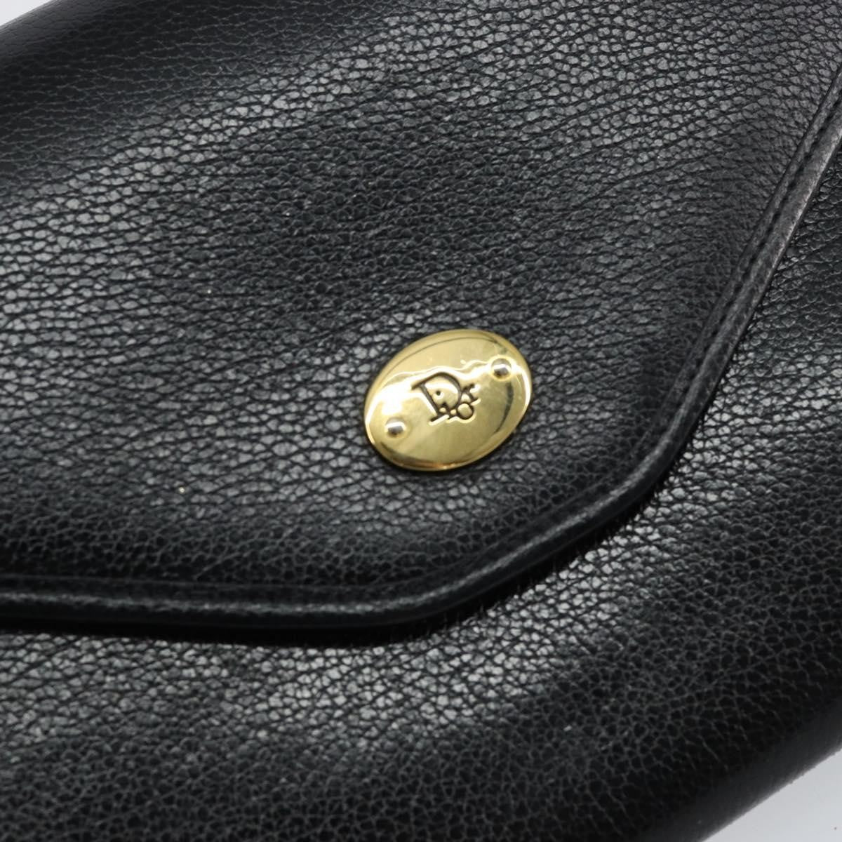 Christian Dior Vintage Chain Flap Shoulder Bag Leather, BLACK, LEATHER, Shoulder bag