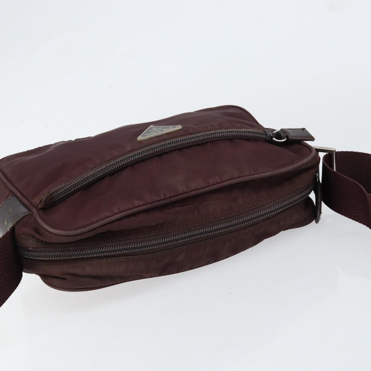 Prada Front Pocket Crossbody Bag Tessuto, BURGUNDY, NYLON, Shoulder bag
