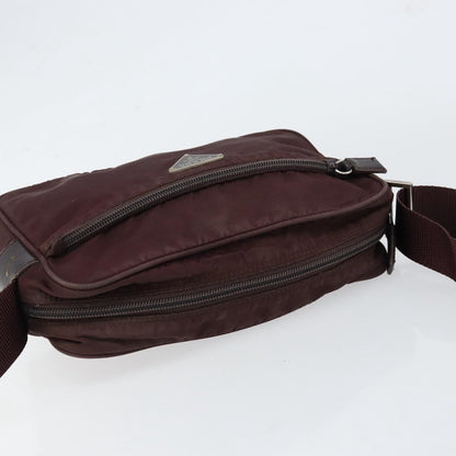 Prada Front Pocket Crossbody Bag Tessuto, BURGUNDY, NYLON, Shoulder bag