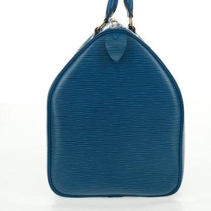 Louis Vuitton Speedy Handbag Epi Leather, BLUE, LEATHER, Handbag