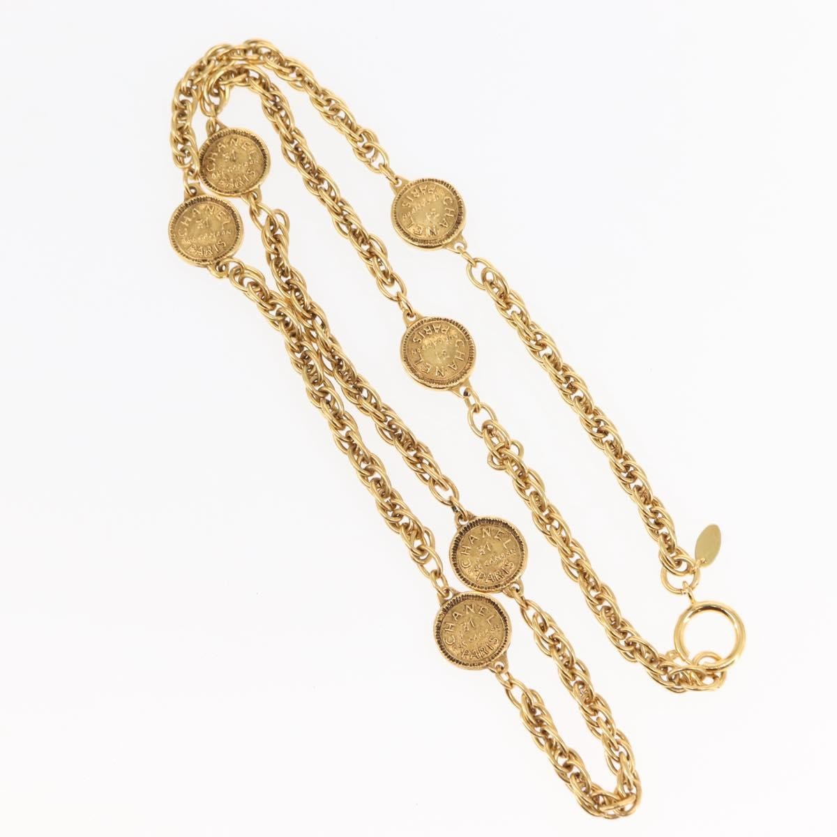 Chanel Vintage 31 Rue Cambon Medallion Pendant Necklace Metal, GOLD, METAL, Necklace
