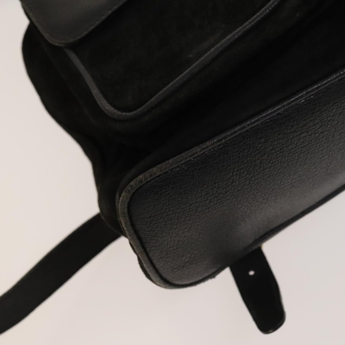 Gucci Vintage Bamboo Backpack Suede and Leather, Black, Suede, Backpack