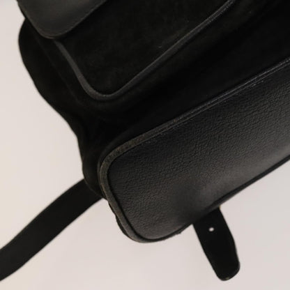 Gucci Vintage Bamboo Backpack Suede and Leather, Black, Suede, Backpack