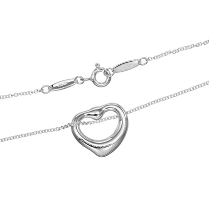 Tiffany & Co. Elsa Peretti Open Heart Pendant Necklace Sterling Silver with Pink Sapphire, SILVER, SILVER, Necklace