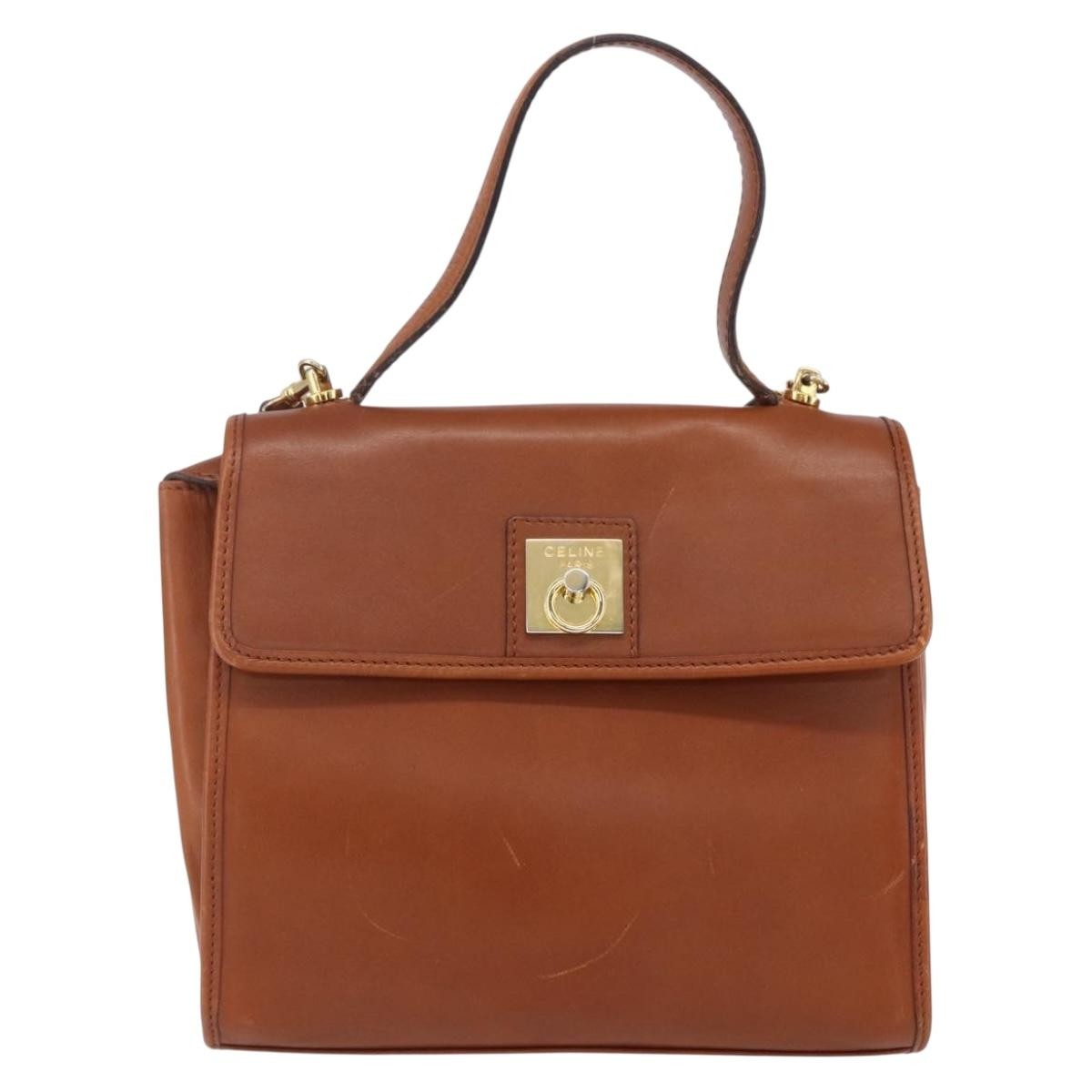 Celine Handbag Leather, BROWN, LEATHER, Handbag