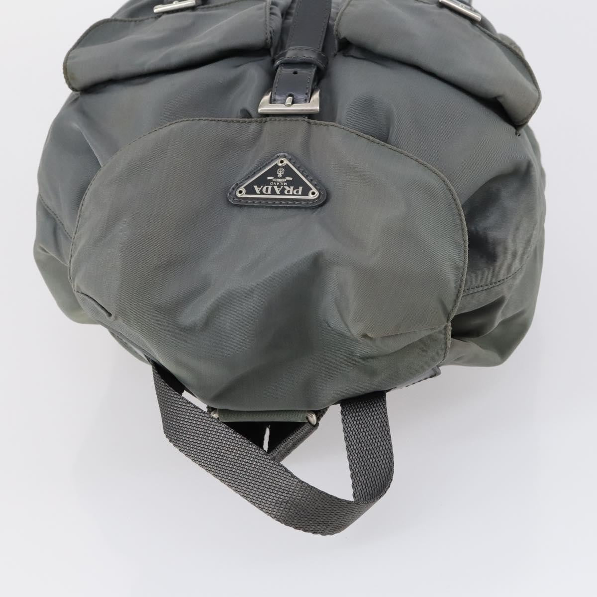Prada Double Front Pocket Backpack Tessuto, Gray, Nylon, Backpack