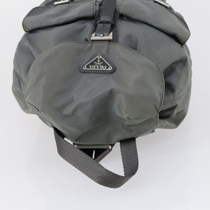 Prada Double Front Pocket Backpack Tessuto, Gray, Nylon, Backpack