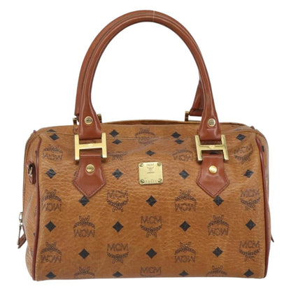 MCM Visetos Handbag Canvas and Leather, BROWN, CANVAS, Handbag