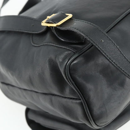 Gucci Vintage Bamboo Backpack Leather, Black, Leather, Backpack