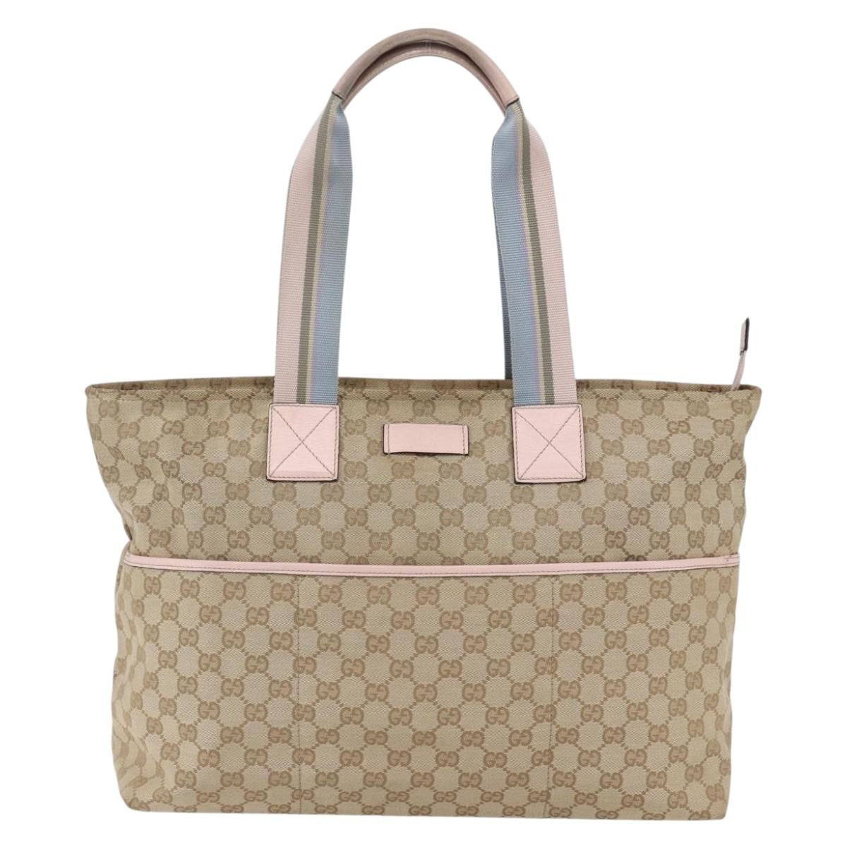 Gucci Diaper Web Strap Tote GG Canvas, BEIGE, CANVAS, Tote bag