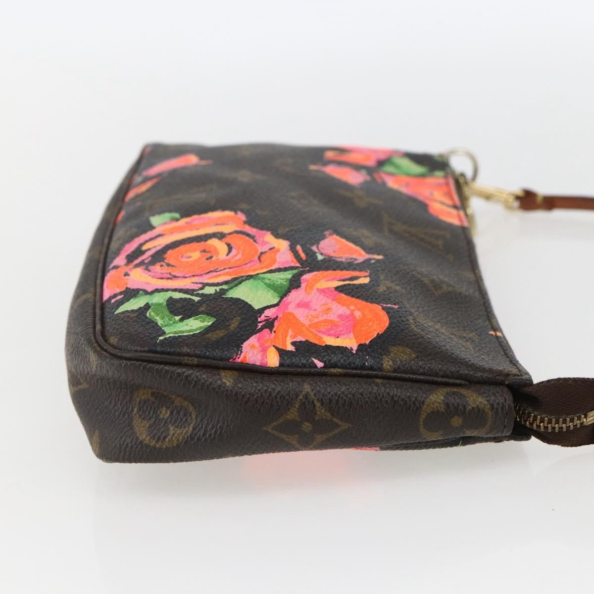 Louis Vuitton Pochette Accessoires Limited Edition Monogram Roses, BROWN, CANVAS, Clutche & pouche