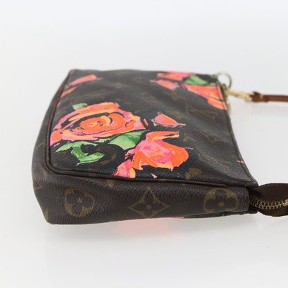 Louis Vuitton Pochette Accessoires Limited Edition Monogram Roses, BROWN, CANVAS, Clutche & pouche