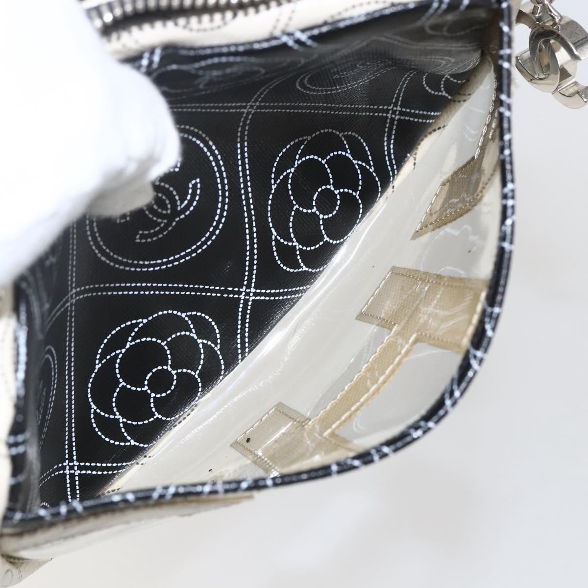 Chanel Logo Camera Case Clutch Printed Coated Canvas, Black, PVC, Clutch