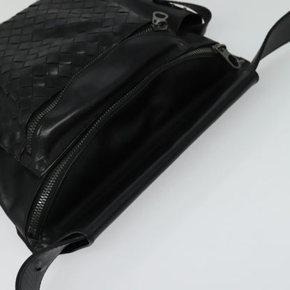 Bottega Veneta Utility Waist Bag Leather with Intrecciato, BLACK, LEATHER, Shoulder bag