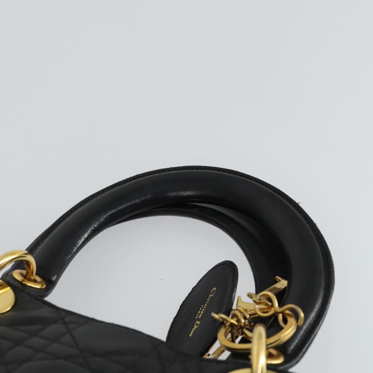 Christian Dior Vintage Lady Dior Bag Cannage Quilt Lambskin, BLACK, LEATHER, Handbag