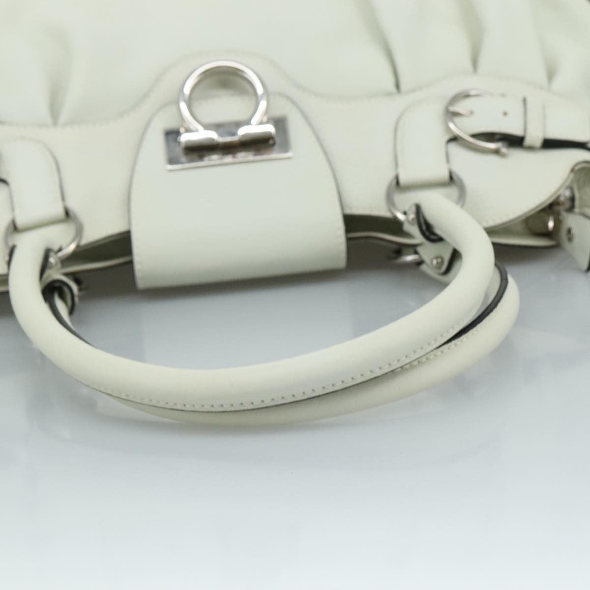 Salvatore Ferragamo Marisa Satchel Leather, WHITE, LEATHER, Handbag