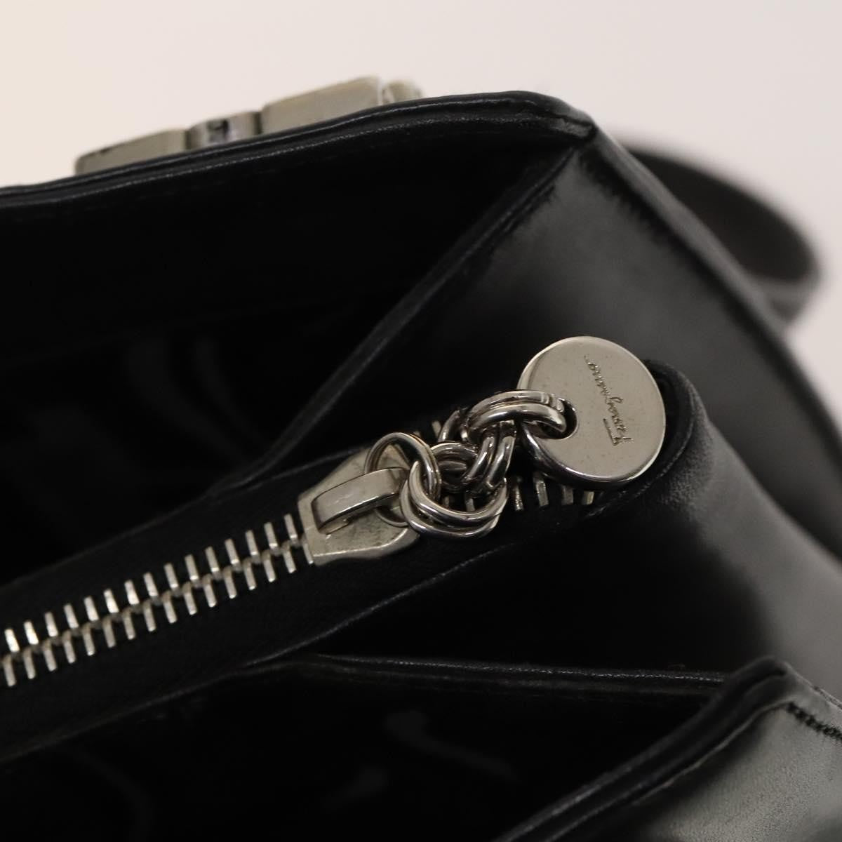 Salvatore Ferragamo Gancini Shoulder Bag Leather, BLACK, LEATHER, Shoulder bag