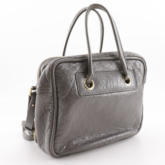 Balenciaga Blanket Square Bag Leather, GRAY, LEATHER, Handbag
