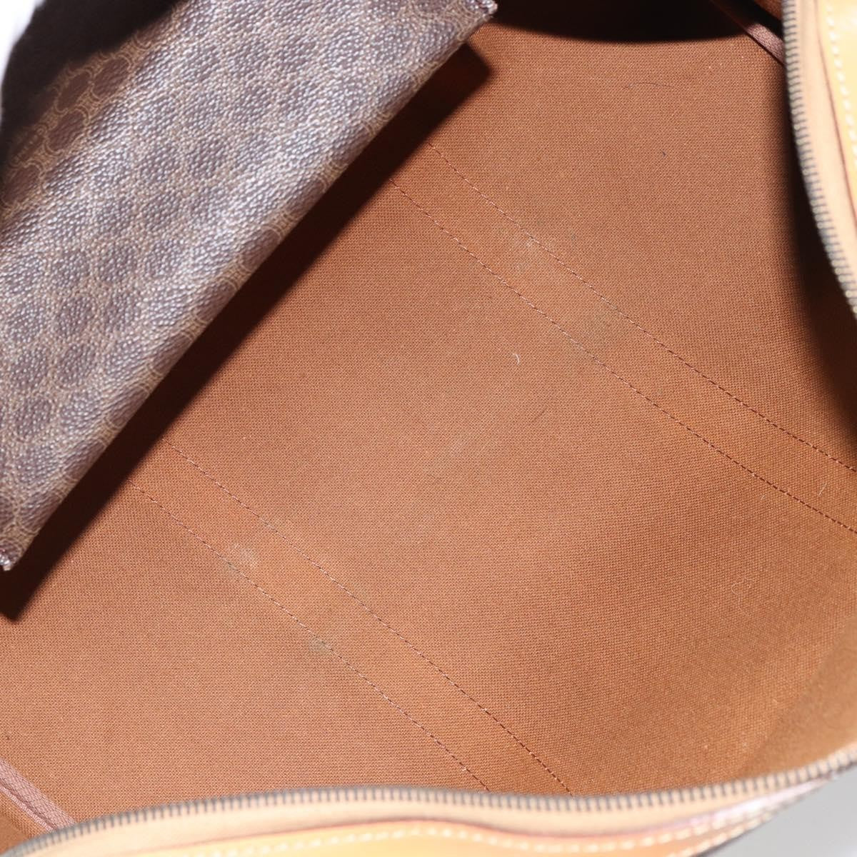 Celine Vintage Macadam Boston bag Canvas and Leather, BROWN, PVC, Travel bag