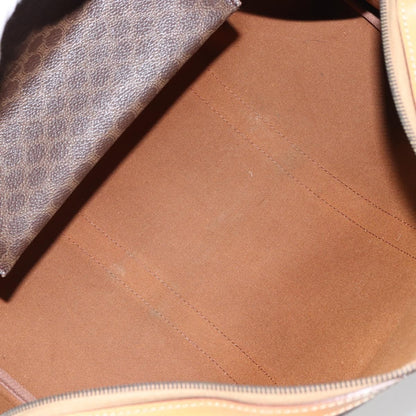 Celine Vintage Macadam Boston bag Canvas and Leather, BROWN, PVC, Travel bag