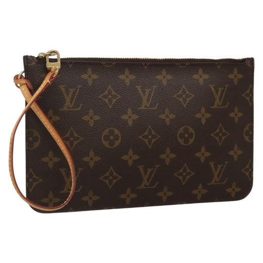 Louis Vuitton Neverfull Pochette Monogram Canvas, BROWN, CANVAS, Tote bag