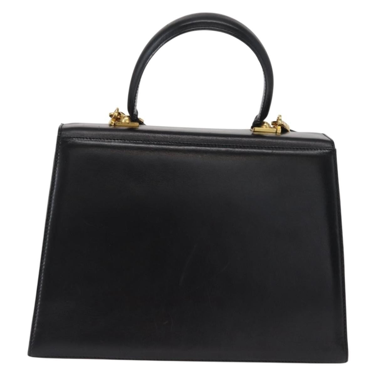 Salvatore Ferragamo Convertible Top Handle Bag Leather, BLACK, LEATHER, Handbag