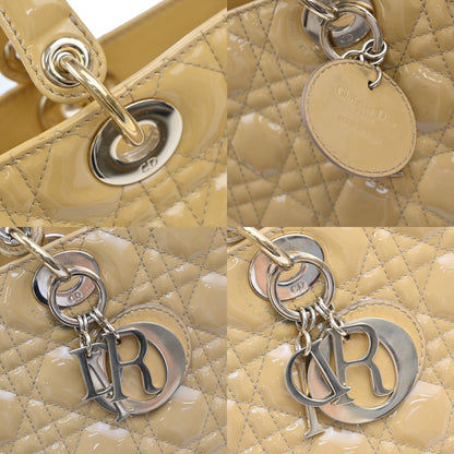 Christian Dior Lady Dior Bag Cannage Quilt Patent, Yellow, Patent Leather, Handbag