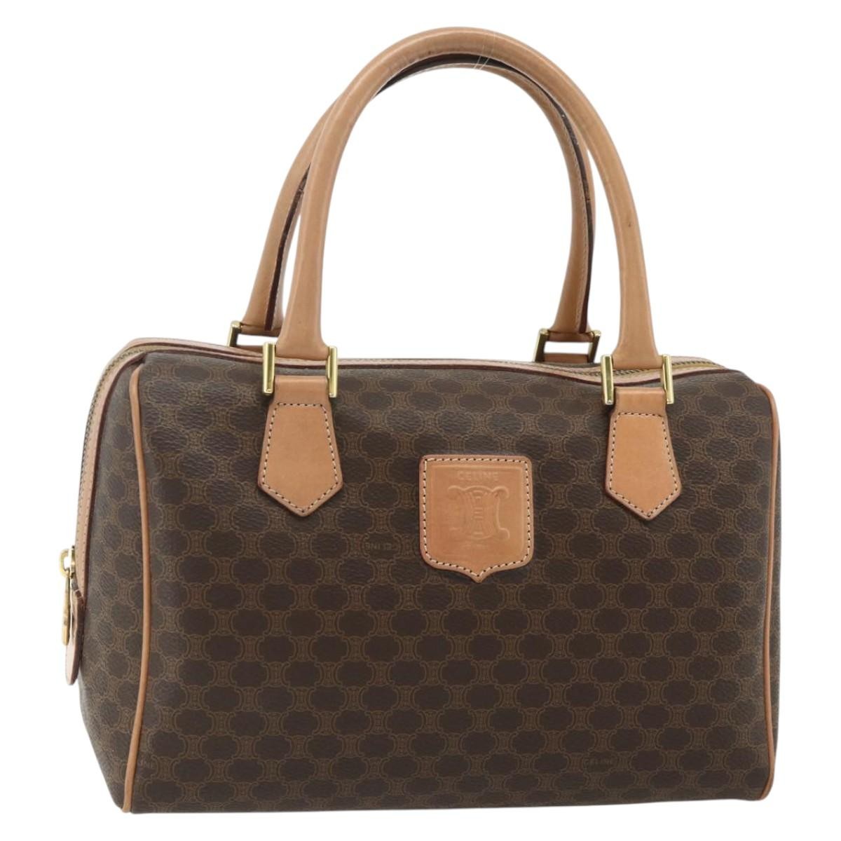 Celine Vintage Macadam Boston bag Canvas and Leather, Brown, Canvas, Handbag