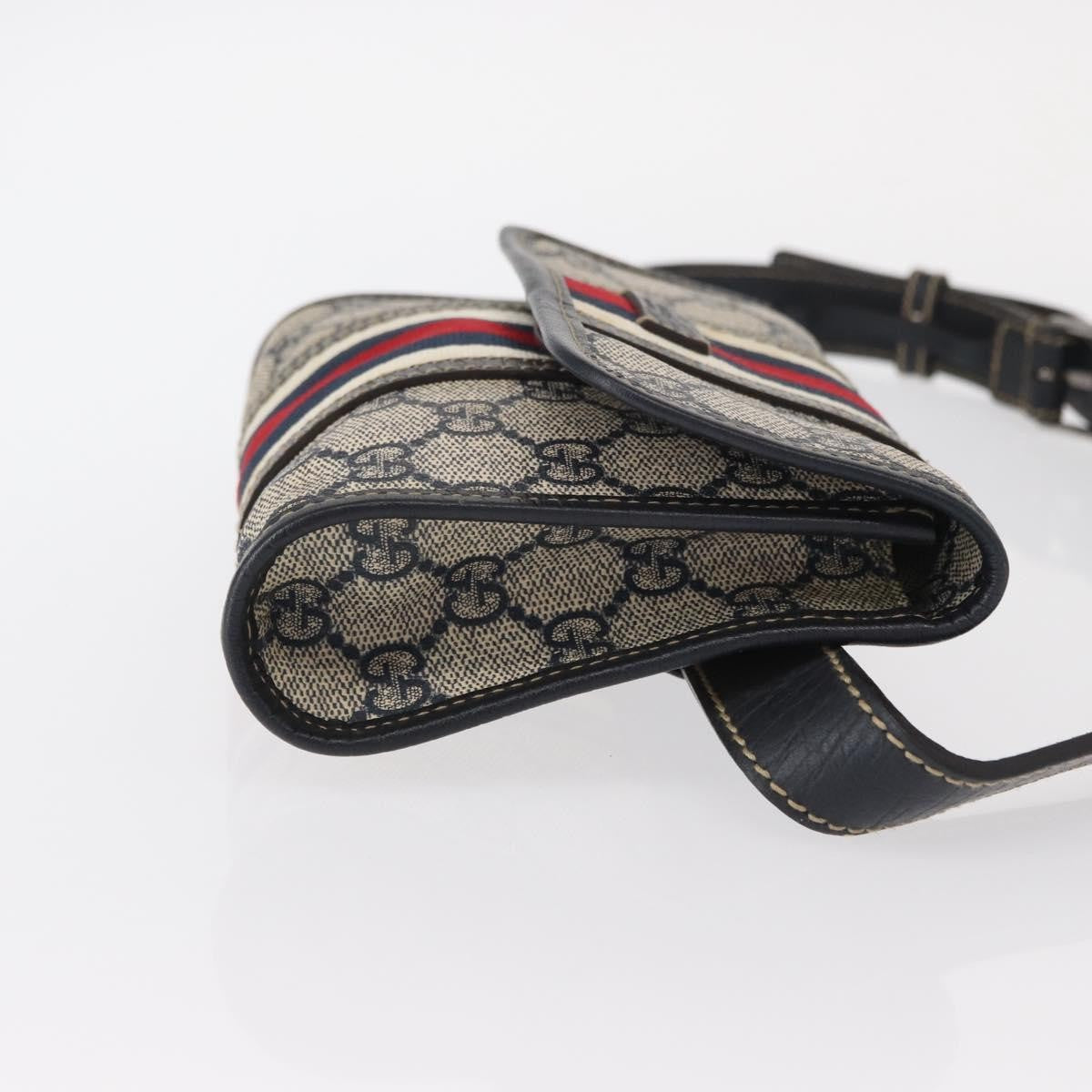 Gucci Vintage Web Belt Bag GG Coated Canvas, NAVY, PVC, Clutche & pouche