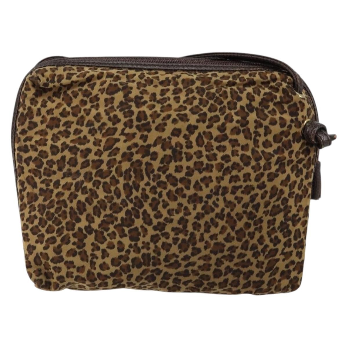 Bottega Veneta Vintage Shoulder Bag Leopard Print, BROWN, NYLON, Shoulder bag