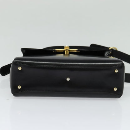 Gucci Vintage Turnlock Top Handle Bag Leather, BLACK, LEATHER, Shoulder bag